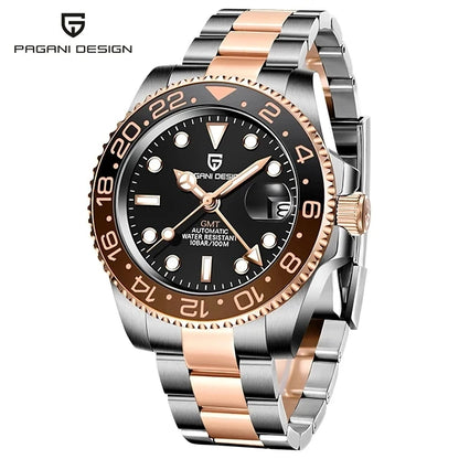 2024 New PAGANI DESIGN Luxury Men Mechanical Watches Stainless Steel GMT Watch Top Brand Sapphire Glass