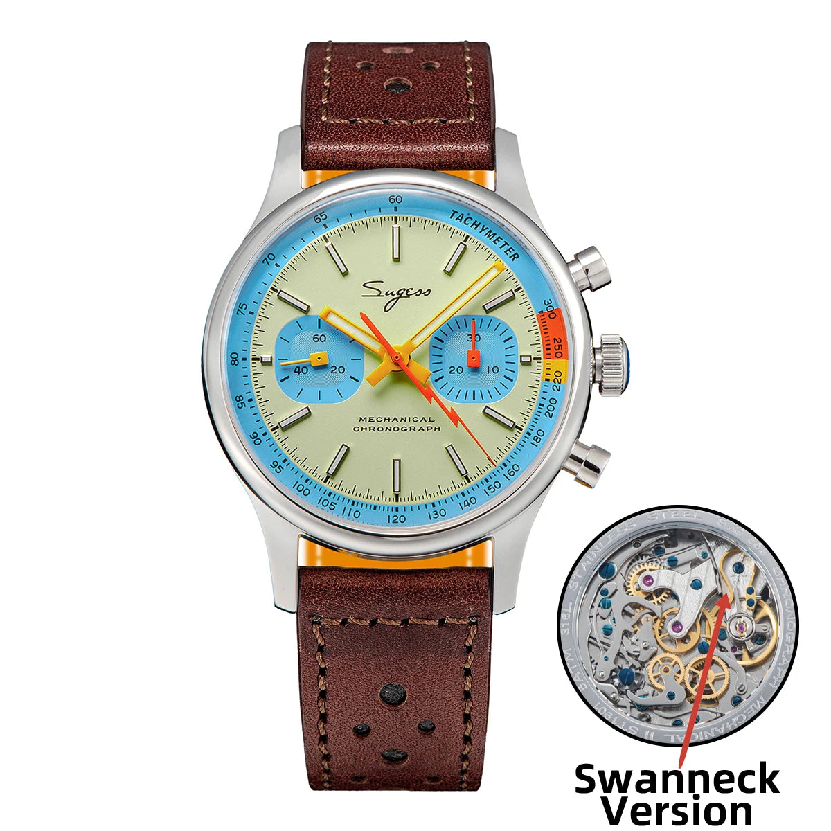 Sugess Men Mechanical Chronograph Seagull ST19