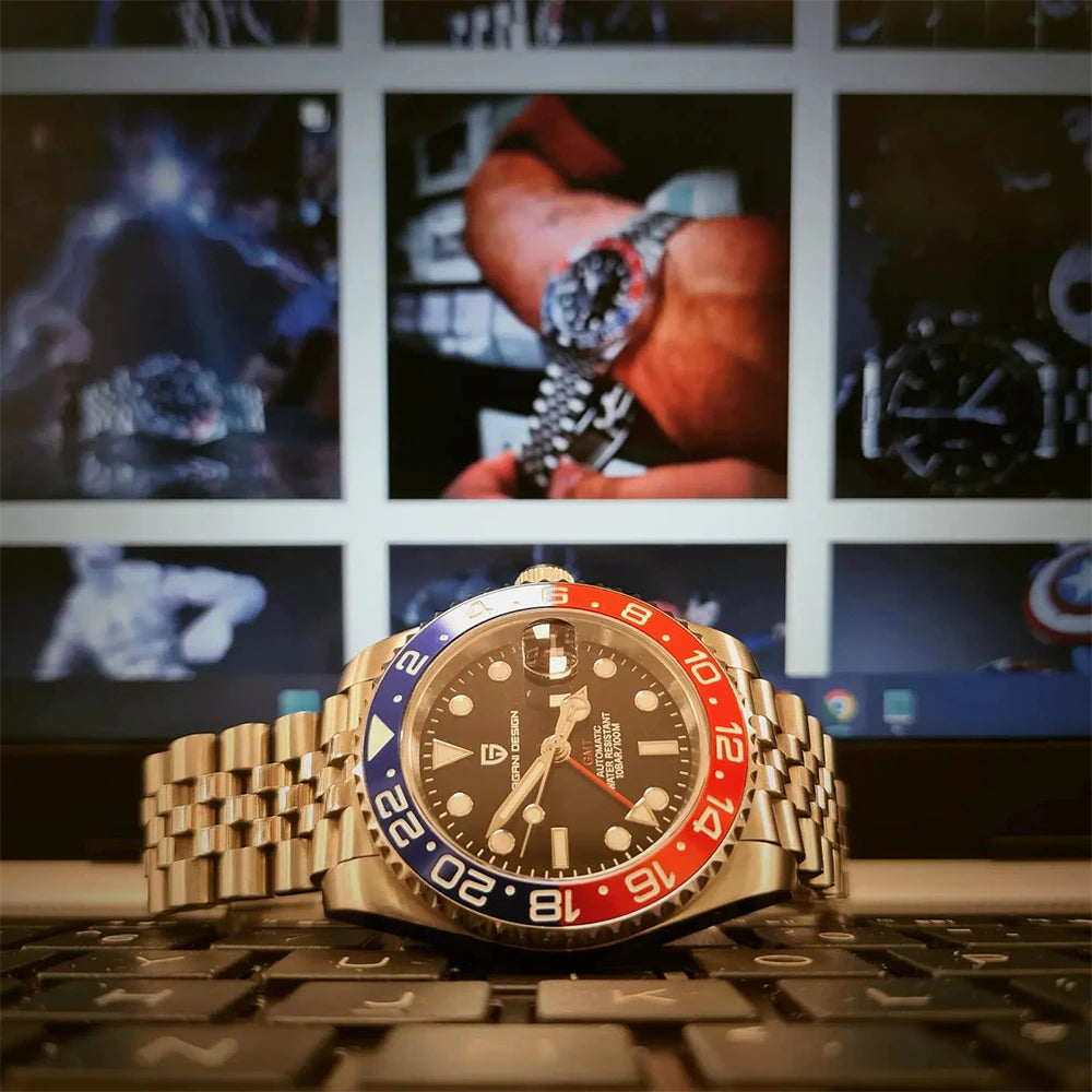 2024 New PAGANI DESIGN Luxury Men Mechanical Watches Stainless Steel GMT Watch Top Brand Sapphire Glass