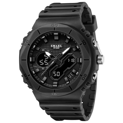 SMAEL Sports Watches 50M Waterproof Dual Time Display Couples Watches Men 8120 White Watches Digital Electronic Wristwatches LED