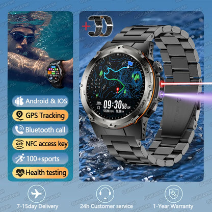 2025 New T-Rex 3 GPS Track Smart Watch Men 3ATM Waterproof UV Infrared 1.39-inch NFC Bluetooth Call Heart Rate Sport Smart Watch