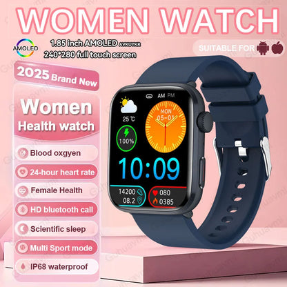 2025 NFC Women’s Smartwatch — 1.85 AMOLED BP & HR BT Call