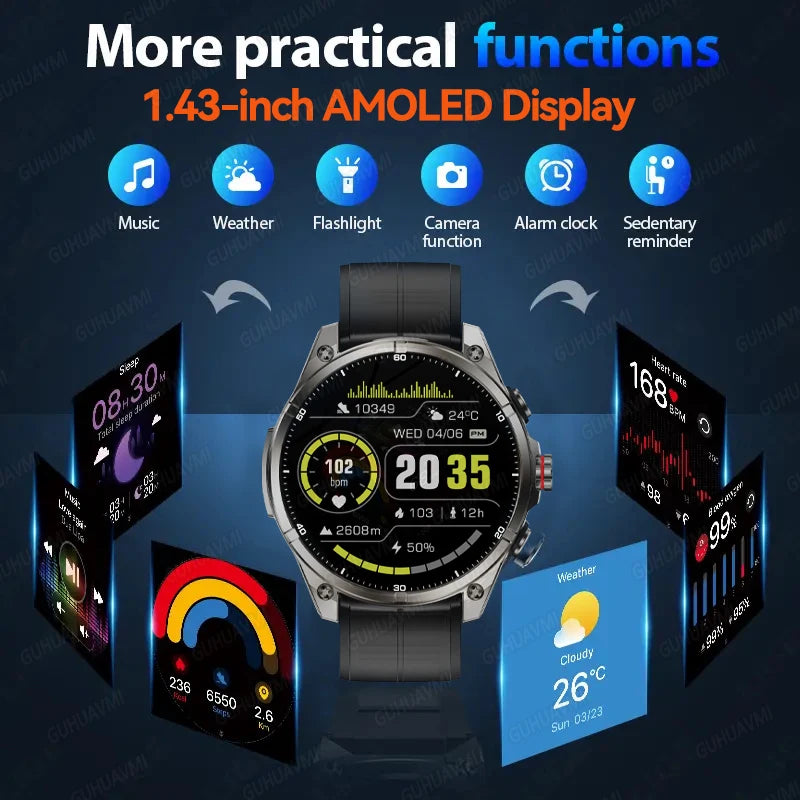 Urban Gear 2025 New Premium GPS Smart Watch Outdoor Altimeter Barometer AMOLED Screen Built-in
