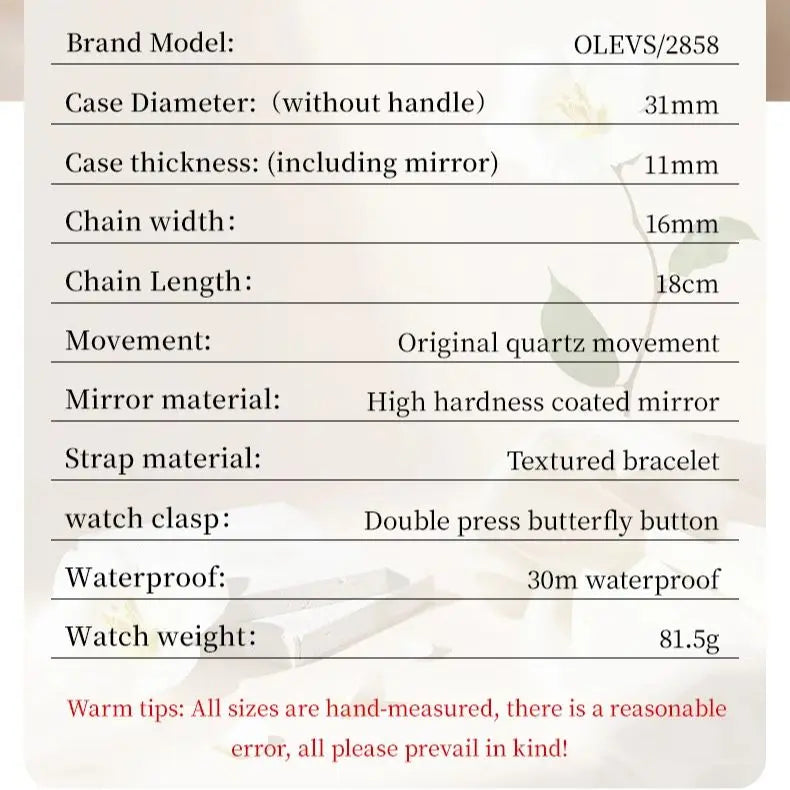 OLEVS 2858 Luxury Quartz DiamondAccent Chronograph