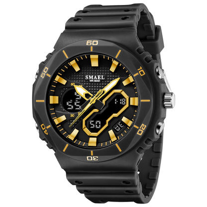 SMAEL Sports Watches 50M Waterproof Dual Time Display Couples Watches Men 8120 White Watches Digital Electronic Wristwatches LED
