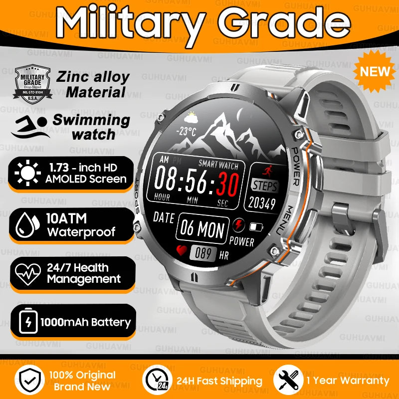 Outdoor Military Smartwatch — 1.73 AMOLED 10 ATM 1000 mAh