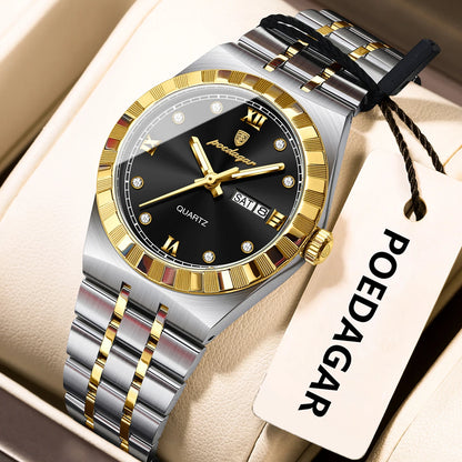 POEDAGAR Luxury Original Ladies Watch Luminous Waterproof Week Date Woman Wristwatch Stainless Steel Women Quartz Watches Female