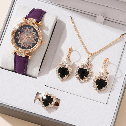 5pcs/set Watch Accessories Necklaces Earrings Rings Ladies' Business Commuting Daily Leisure Light Luxury Temperament Jewelry
