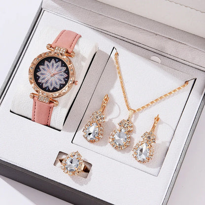 5pcs/set Watch Accessories Necklaces Earrings Rings Ladies' Business Commuting Daily Leisure Light Luxury Temperament Jewelry