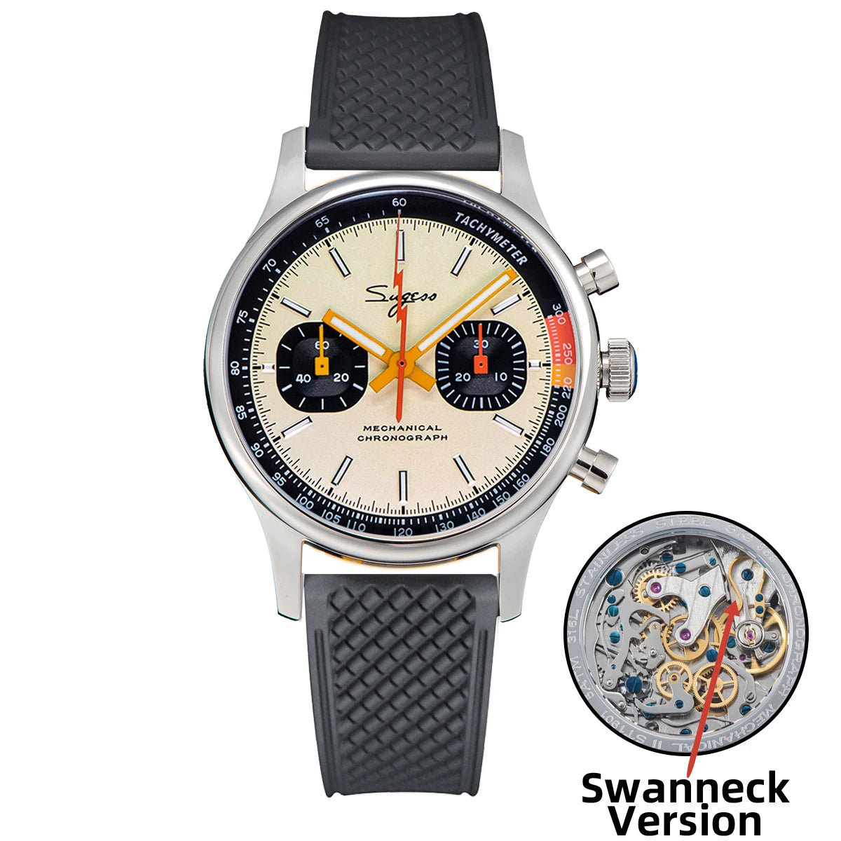 Sugess Men Mechanical Chronograph Seagull ST19