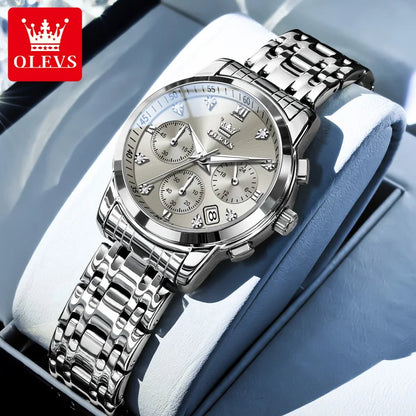 OLEVS 2858 Luxury Quartz DiamondAccent Chronograph
