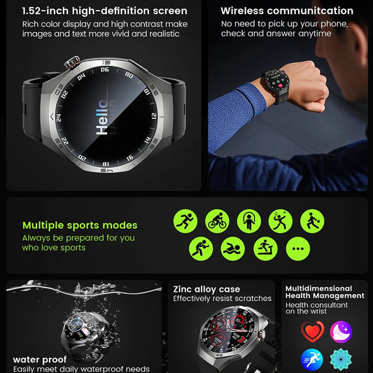 2025New For Android and ios Smart Watch Men AMOLED Screen GPS Motion trajectory Heart Rate Bluetooth Calls SmartWatch Waterproof