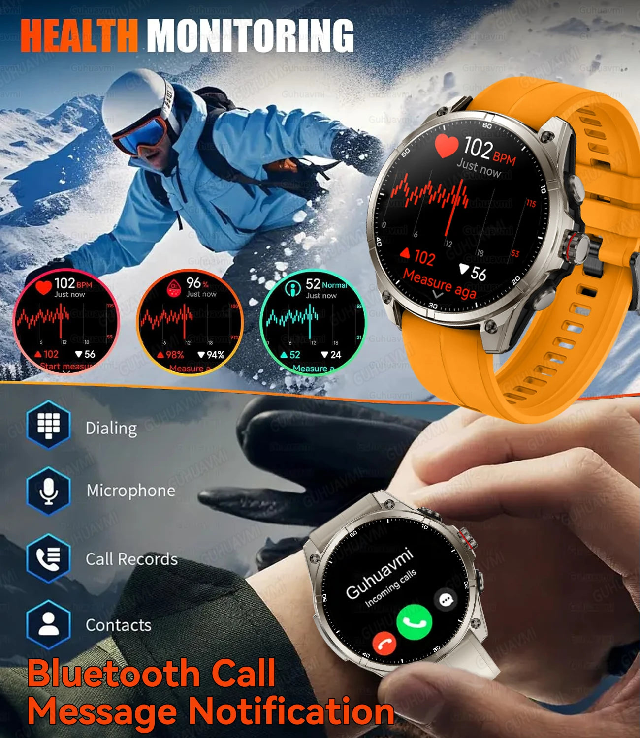Urban Gear 2025 New Premium GPS Smart Watch Outdoor Altimeter Barometer AMOLED Screen Built-in