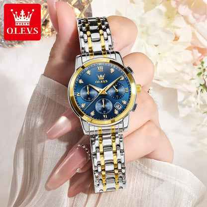 OLEVS 2858 Luxury Quartz DiamondAccent Chronograph