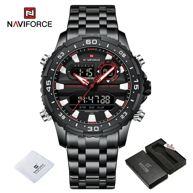NAVIFORCE NF9234 Original Trend Brand LCD Display Analog Digital Quartz Man Luminous Wristwatch