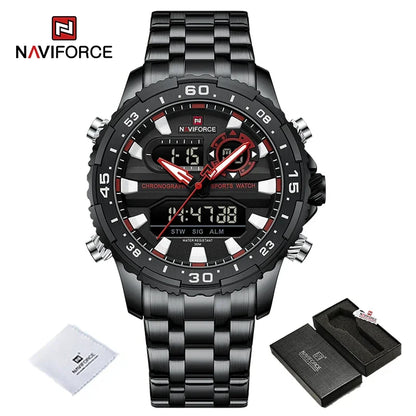 NAVIFORCE NF9234 Original Trend Brand LCD Display Analog Digital Quartz Man Luminous Wristwatch