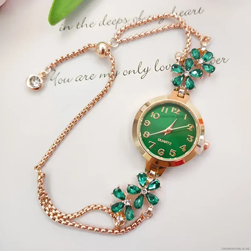 Women's Fashion Light Luxury Quartz Bracelet Watch Waterproof Premium Exquisite Violet Crystal Female's Watches