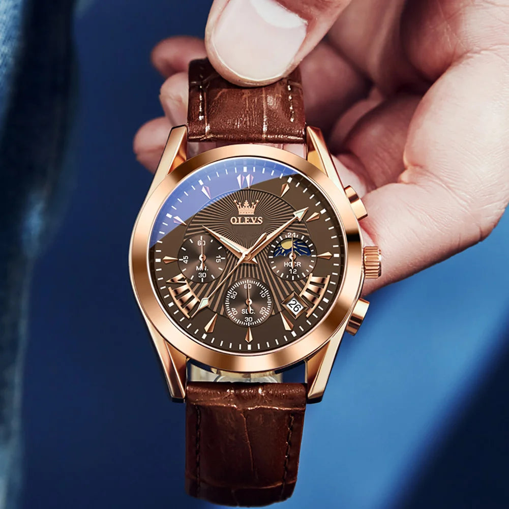 Urban Gear  Men’s Luxury Quartz Watch – Waterproof, Leather Strap