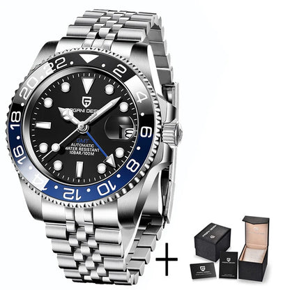 2024 New PAGANI DESIGN Luxury Men Mechanical Watches Stainless Steel GMT Watch Top Brand Sapphire Glass