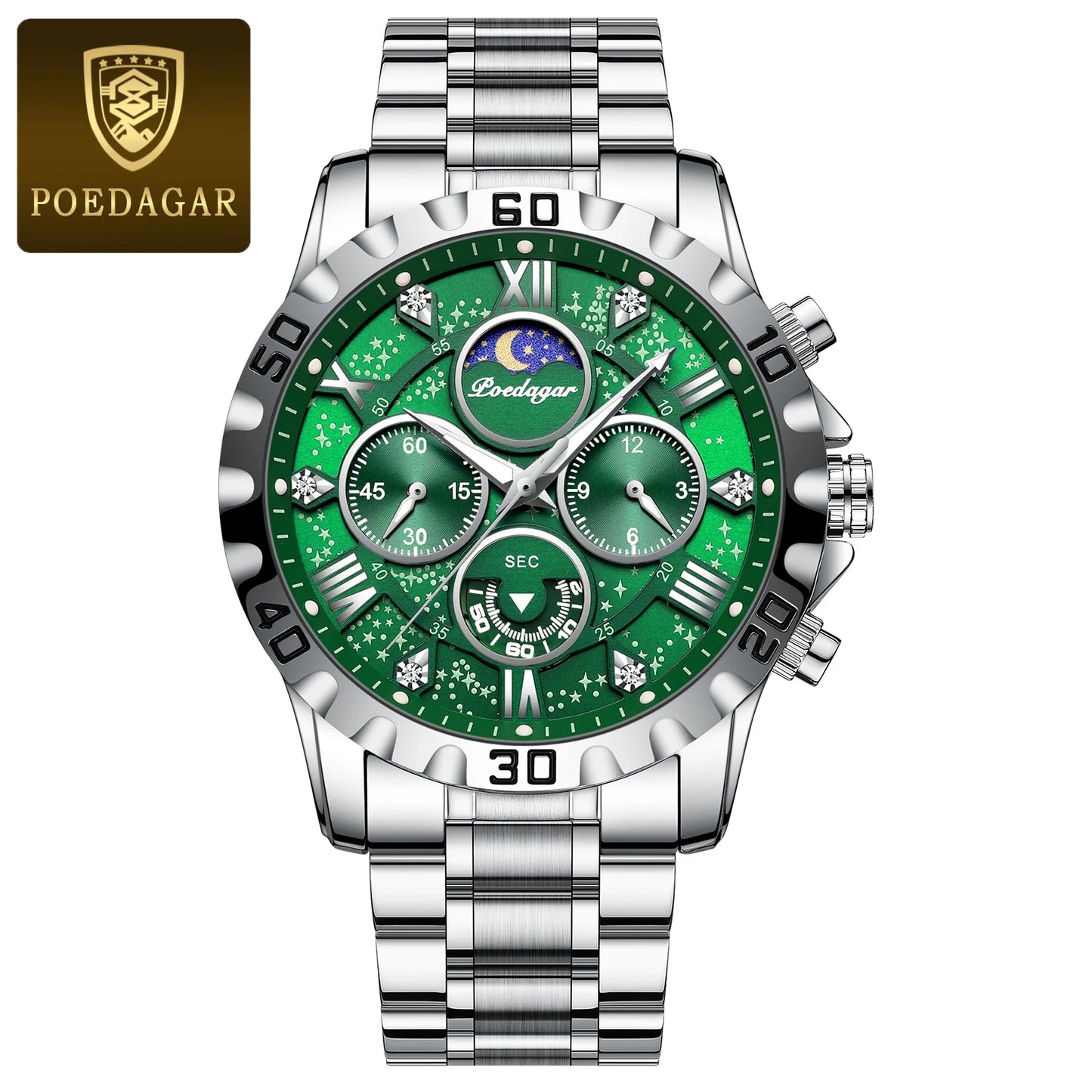POEDAGAR Luxury Watch for Man Quartz Sports Men Watch Waterproof Luminous Stainless Steel Chronograph Men's Watches