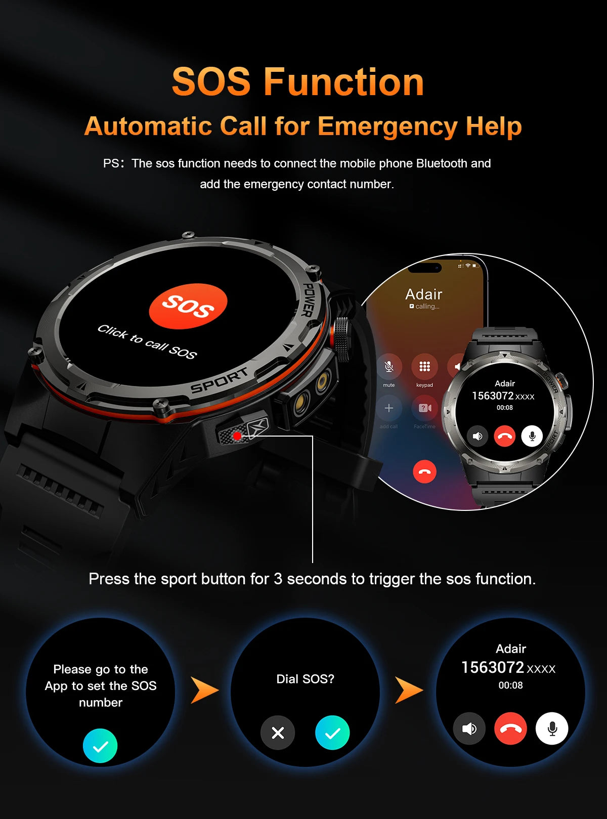 2025 New T-Rex 3 GPS Track Smart Watch Men 3ATM Waterproof UV Infrared 1.39-inch NFC Bluetooth Call Heart Rate Sport Smart Watch