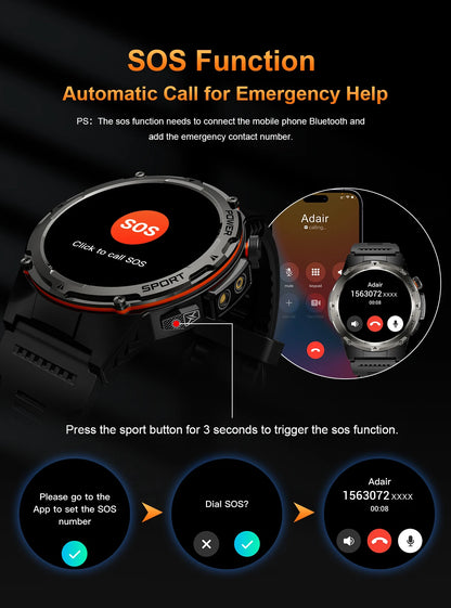 2025 New T-Rex 3 GPS Track Smart Watch Men 3ATM Waterproof UV Infrared 1.39-inch NFC Bluetooth Call Heart Rate Sport Smart Watch