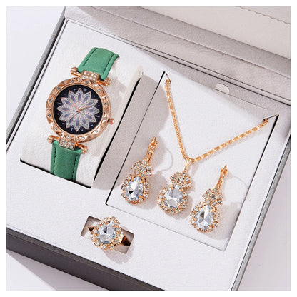 Watch Necklace Ear s Sets Crystal Necklace Ears Finger  Watch Kits Gift for Mom Wife Girlfriend