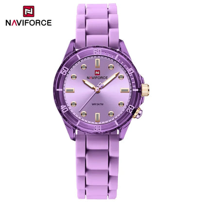 NAVIFORCE  Lightweight Silicone Clock  Women's Quartz Watches Elegant Waterproof Night Light Girls' Business Fashion Wrist Watch