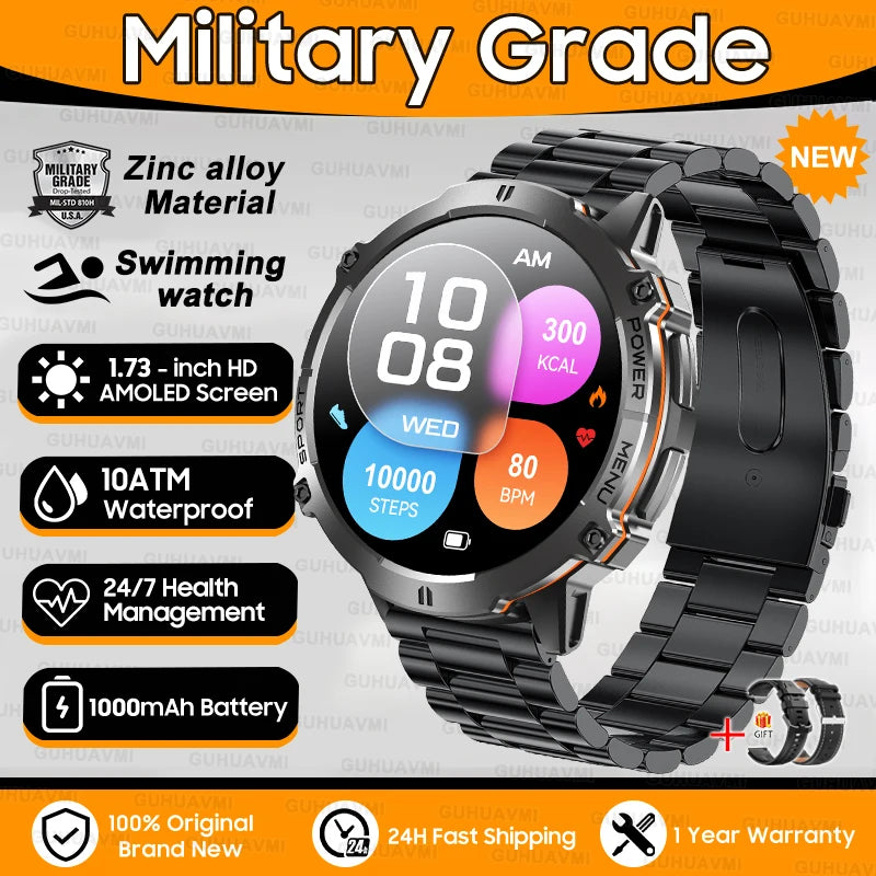 Outdoor Military Smartwatch — 1.73 AMOLED 10 ATM 1000 mAh