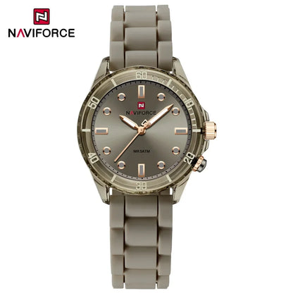 NAVIFORCE  Lightweight Silicone Clock  Women's Quartz Watches Elegant Waterproof Night Light Girls' Business Fashion Wrist Watch