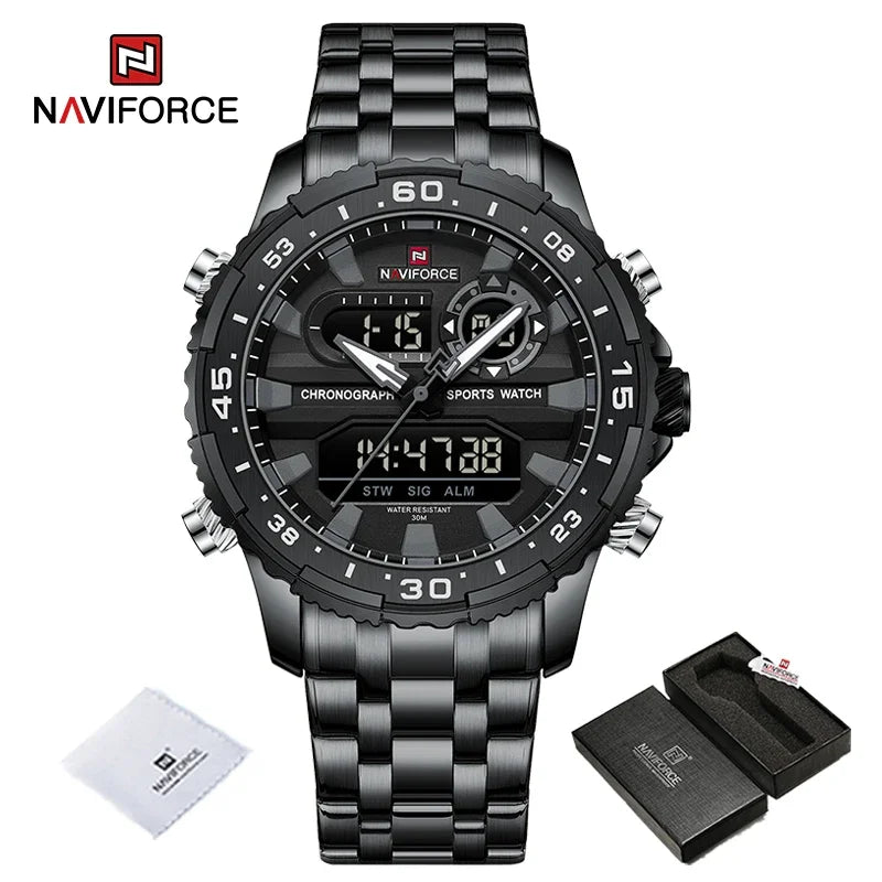 NAVIFORCE NF9234 Original Trend Brand LCD Display Analog Digital Quartz Man Luminous Wristwatch