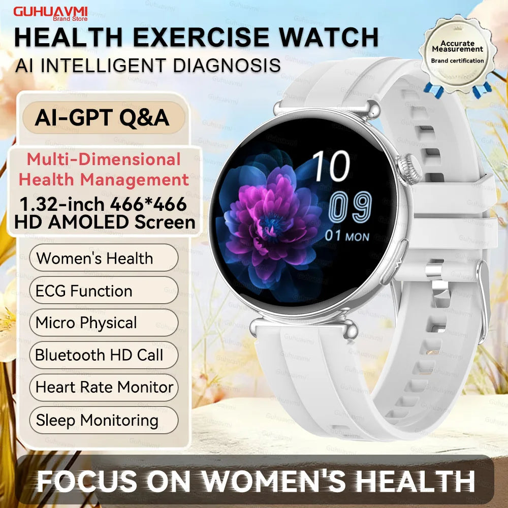 Slim Womens Health Smartwatch ECG with BP AMOLED Call Support