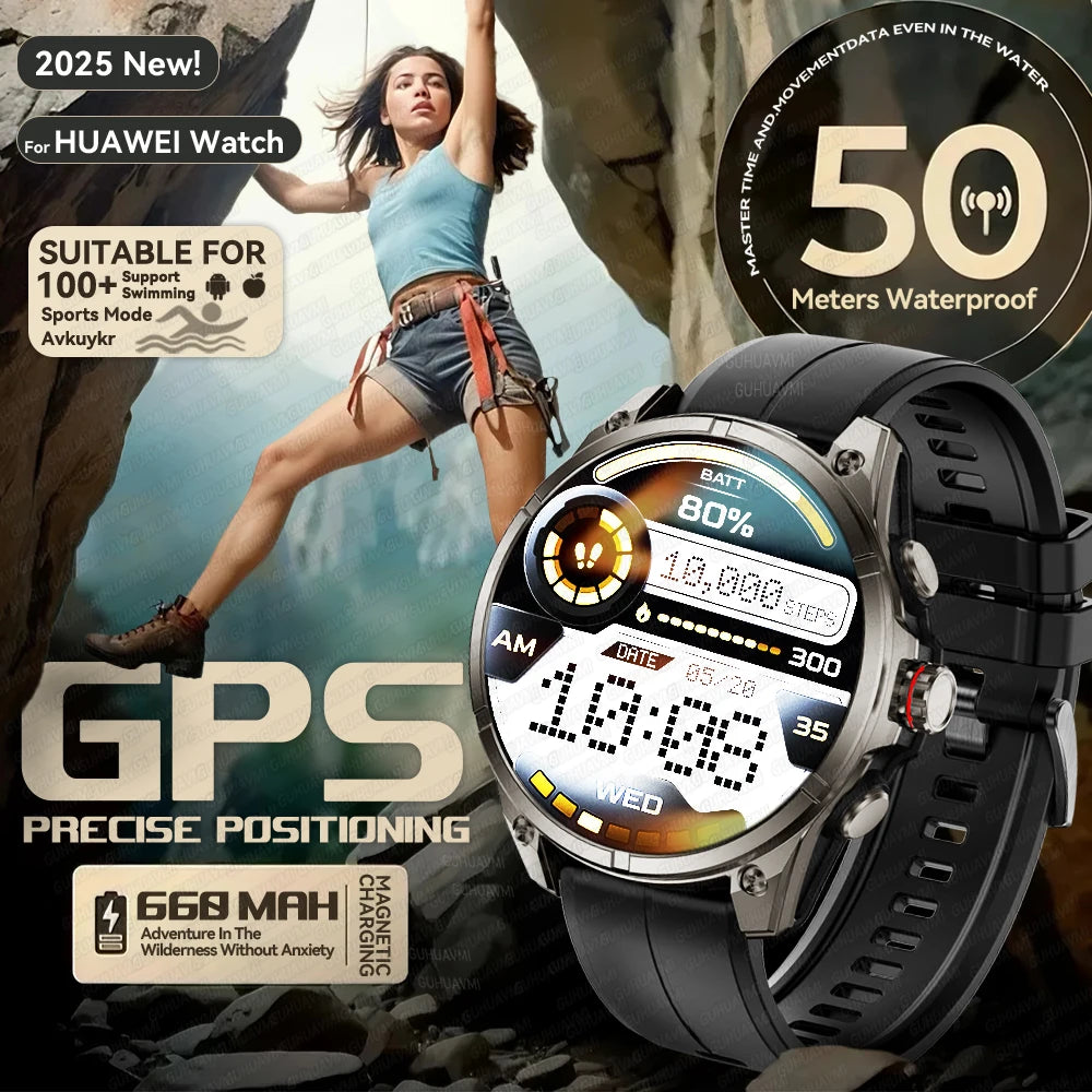Urban Gear 2025 New Premium GPS Smart Watch Outdoor Altimeter Barometer AMOLED Screen Built-in