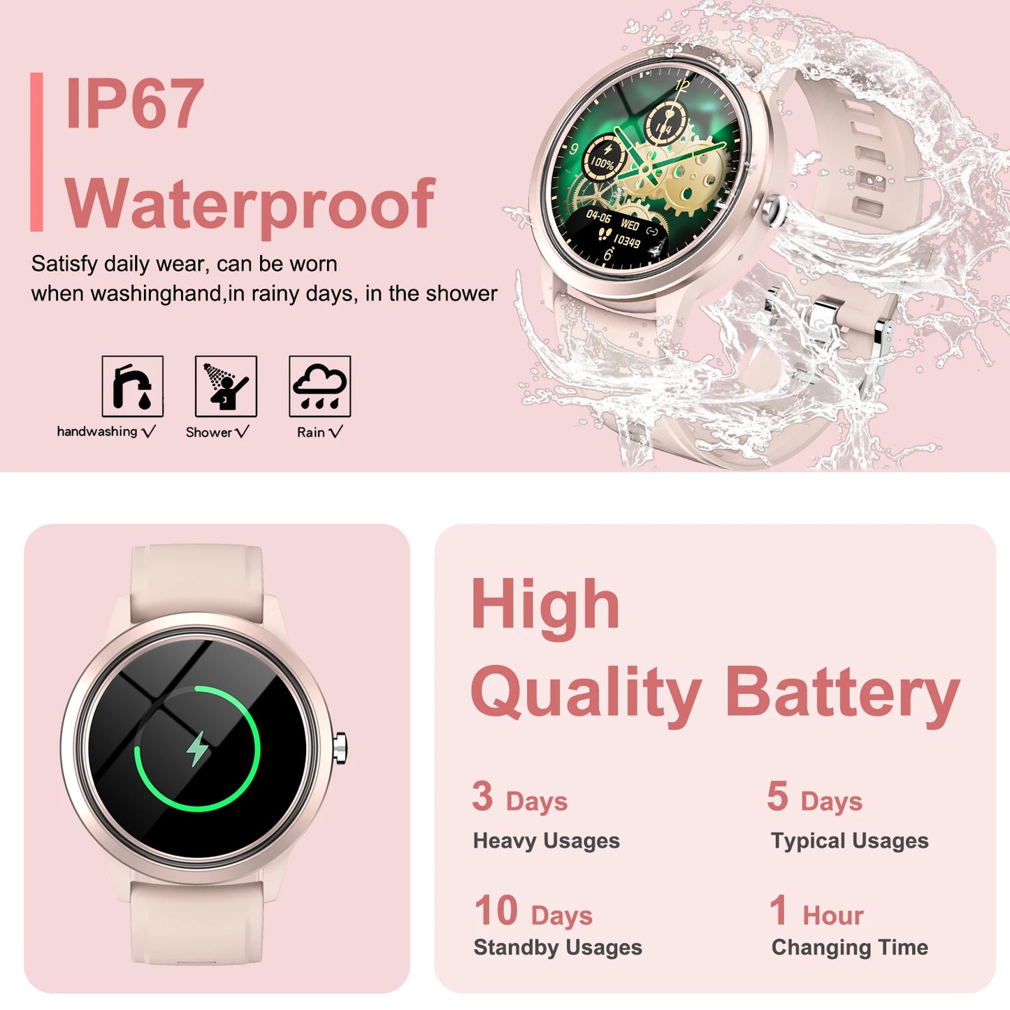 EIGIIS New Smart Watch 1.32"Sports for Men Women Fitness Tracker with Heart Rate/Sleep Monitor/Pedometer Waterproof Smart Watch