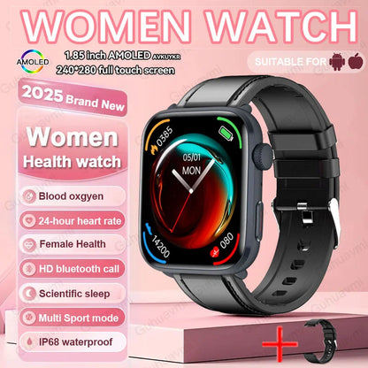 2025 NFC Women’s Smartwatch — 1.85 AMOLED BP & HR BT Call