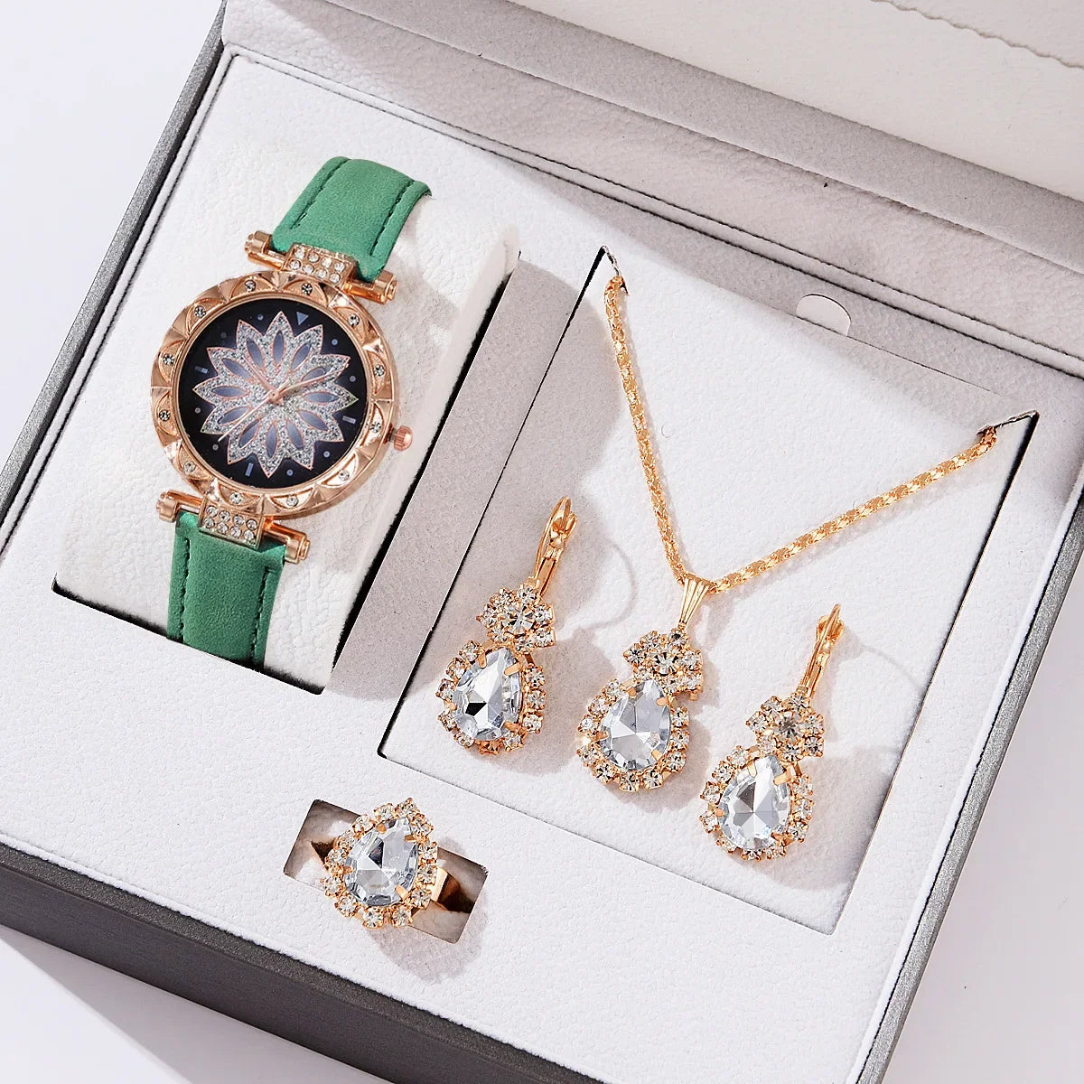 5pcs/set Watch Accessories Necklaces Earrings Rings Ladies' Business Commuting Daily Leisure Light Luxury Temperament Jewelry