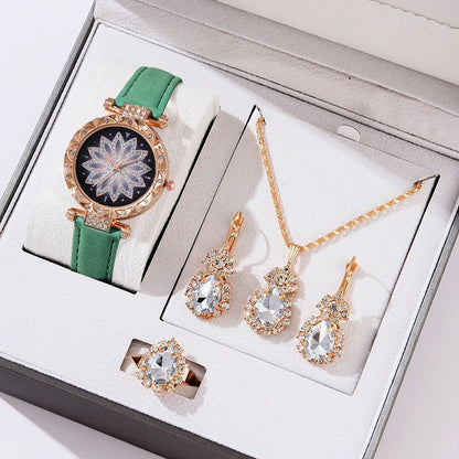 5pcs/set Watch Accessories Necklaces Earrings Rings Ladies' Business Commuting Daily Leisure Light Luxury Temperament Jewelry