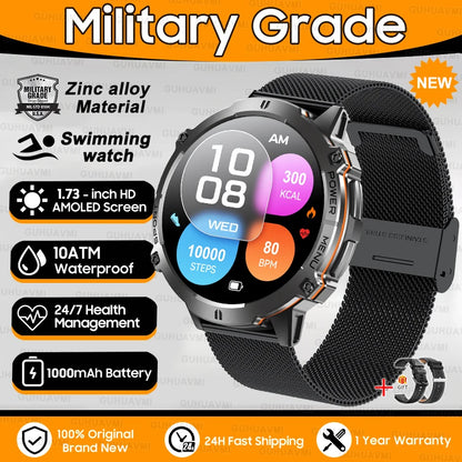 Outdoor Military Smartwatch — 1.73 AMOLED 10 ATM 1000 mAh