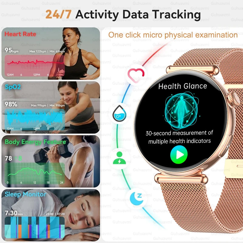 Slim Womens Health Smartwatch ECG with BP AMOLED Call Support