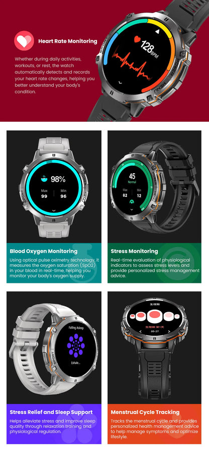 2025 Men’s Tactical Smart Watch