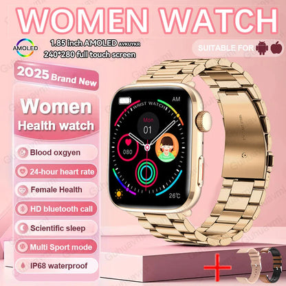 2025 NFC Women’s Smartwatch — 1.85 AMOLED BP & HR BT Call