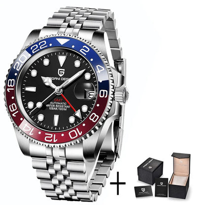 2024 New PAGANI DESIGN Luxury Men Mechanical Watches Stainless Steel GMT Watch Top Brand Sapphire Glass