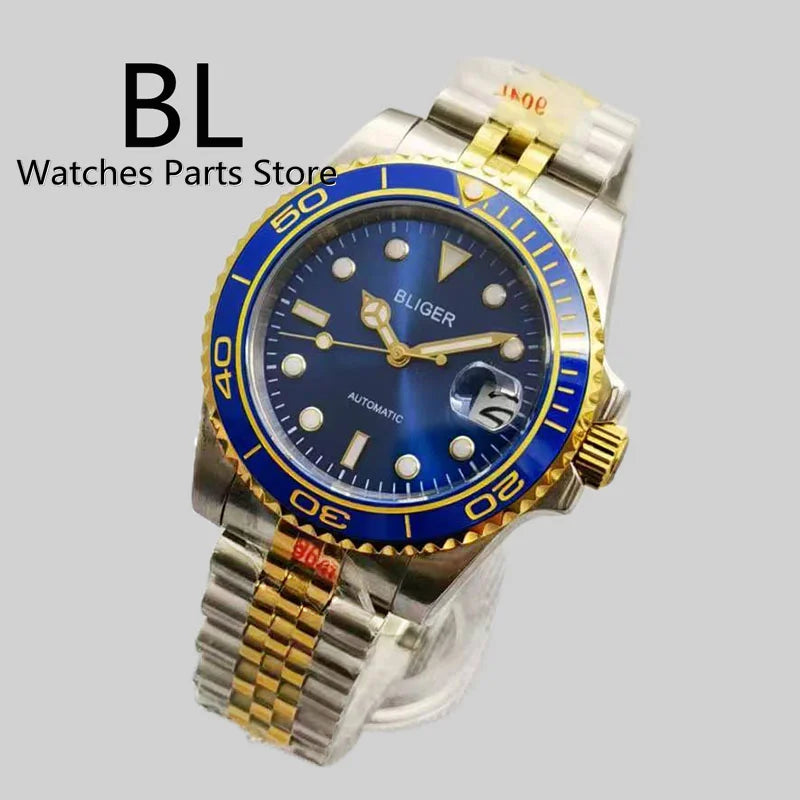 BLIGER 40mm Luxury Diver sapphire crystal