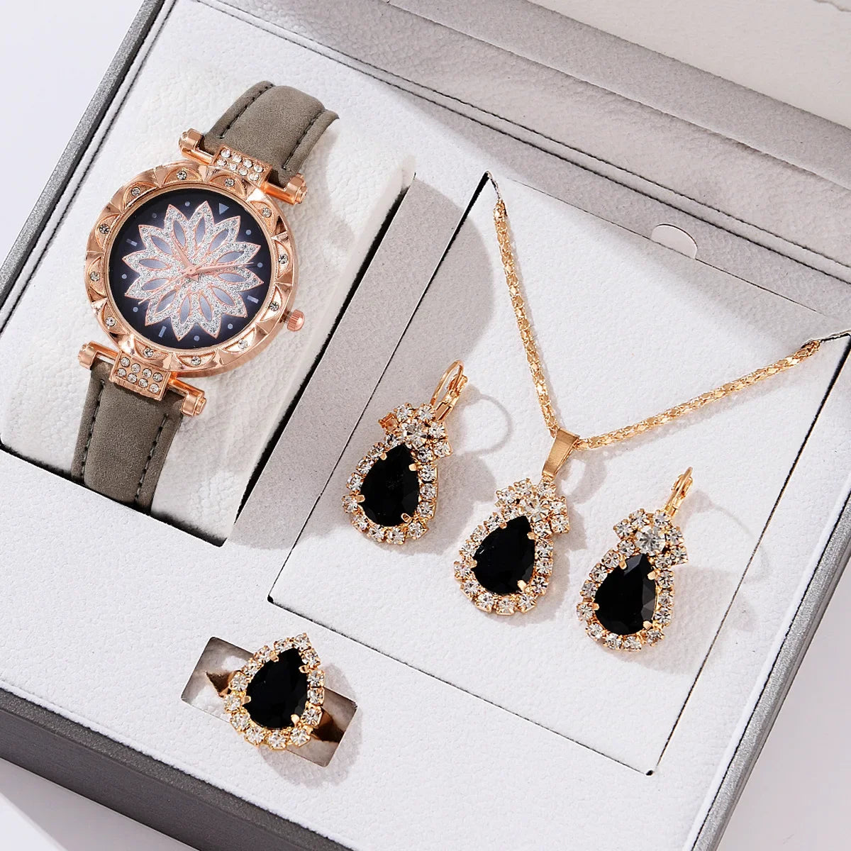 5pcs/set Watch Accessories Necklaces Earrings Rings Ladies' Business Commuting Daily Leisure Light Luxury Temperament Jewelry