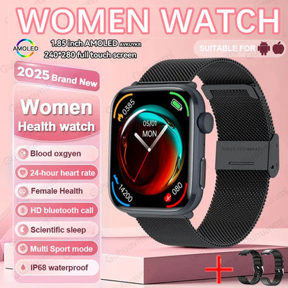 2025 NFC Women’s Smartwatch — 1.85 AMOLED BP & HR BT Call