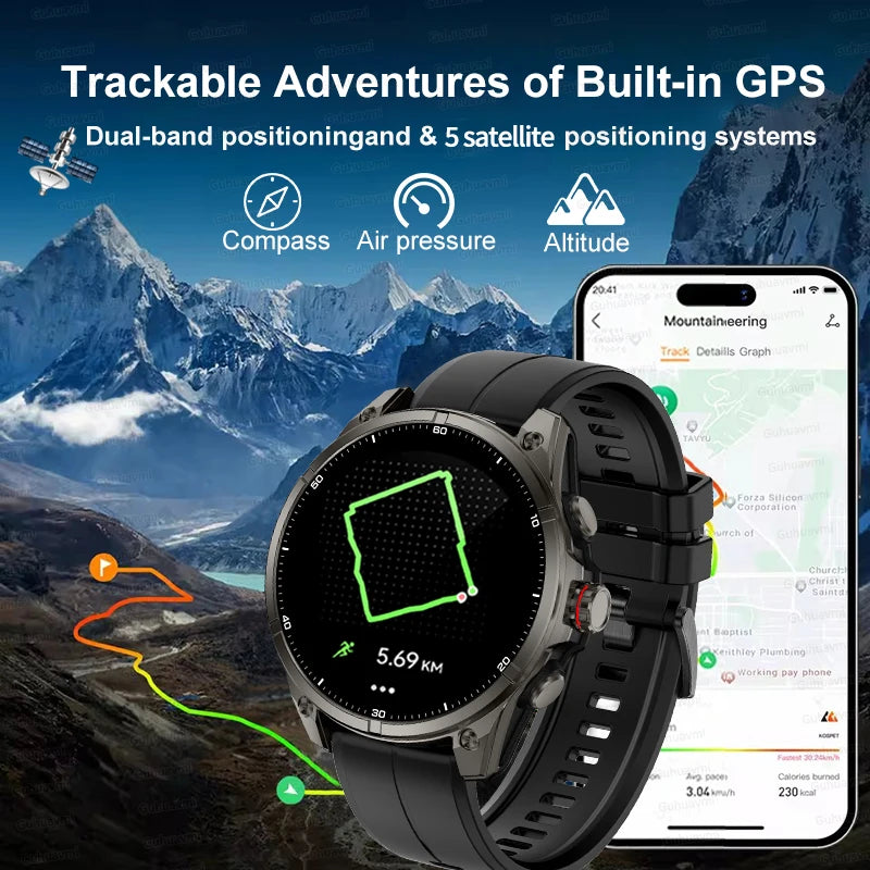 Urban Gear 2025 New Premium GPS Smart Watch Outdoor Altimeter Barometer AMOLED Screen Built-in