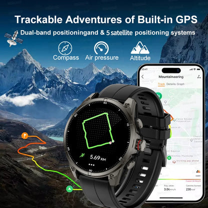 Urban Gear 2025 New Premium GPS Smart Watch Outdoor Altimeter Barometer AMOLED Screen Built-in