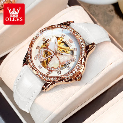 OLEVS 6622 Women's Watch Butterfly Dial Luxury Waterproof Mechanical Watch For Women Automatic Wristwatch