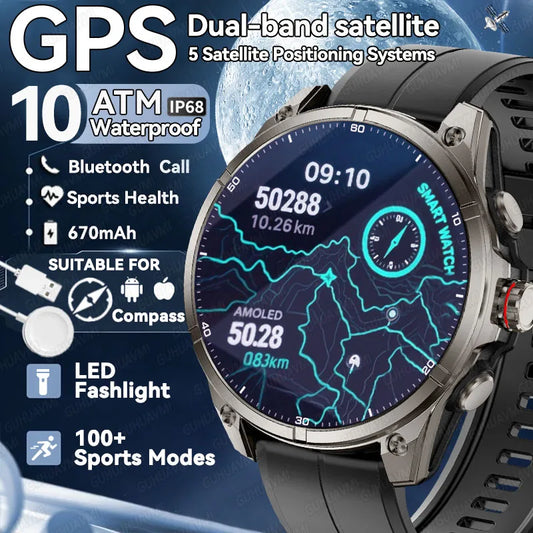 Urban Gear 2025 New Premium GPS Smart Watch Outdoor Altimeter Barometer AMOLED Screen Built-in