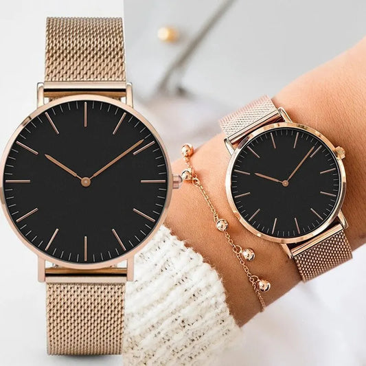 Urban Gear Co. Luxury Rose Gold Watch Women Bracelet Watches Brand Ladies Casual Quartz Watch Steel Women's Wristwatch